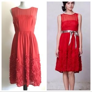 Anthropologie Tiny Caridad Red Ruffle Skirt Dress